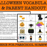Halloween Theme Parent Handout With Vocabulary Cards: Commenting preview