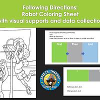 Following Directions: Basketball Coloring Sheet With Visual Supports and Data Collection preview