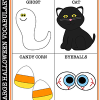 Large Vocabulary Cards For Halloween (Matching Game/Go-Fish) LOW PREP preview