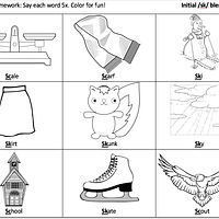 Initial and Final /sk/ Blends In Words Coloring Pages. preview
