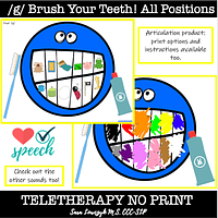 Articulation /g/ Brush Your Teeth Activity All Positions preview