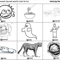 Initial /sp/ Words Coloring Pages preview