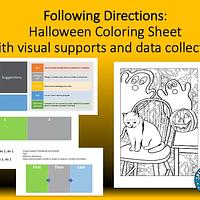 Following Directions: Halloween Coloring Sheet With Visual Supports and Data Collection preview